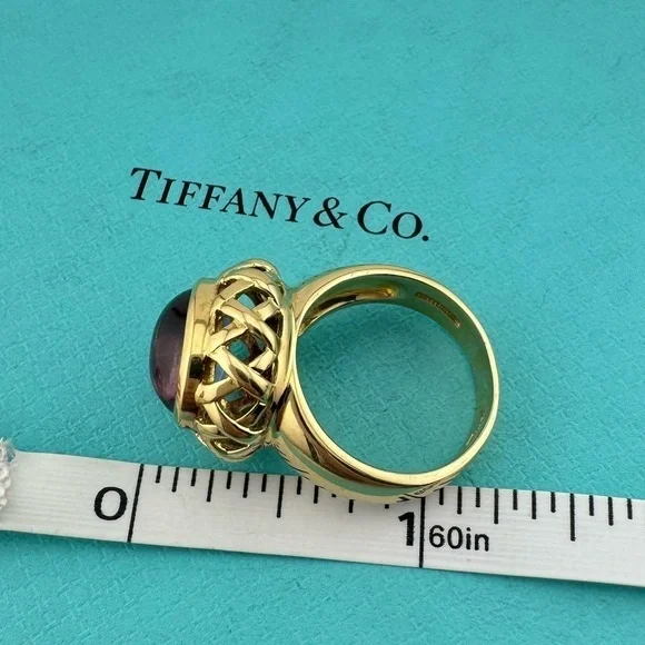 Tiffany & Co. 18k Amethyst Basket Ring Paloma Picasso Graffiti X Etched Gemstone - Picture 4 of 7